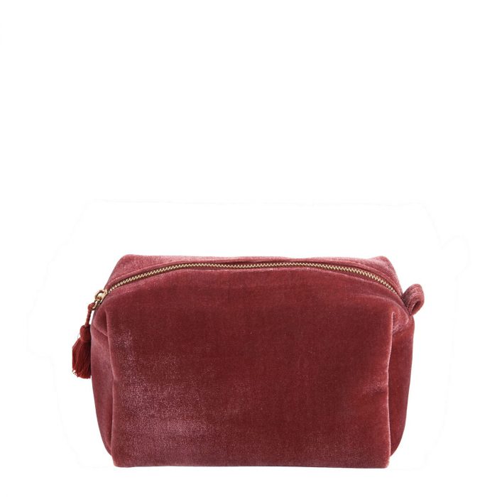 Trousse de toilette rectangulaire Velours rose - Petit modèle