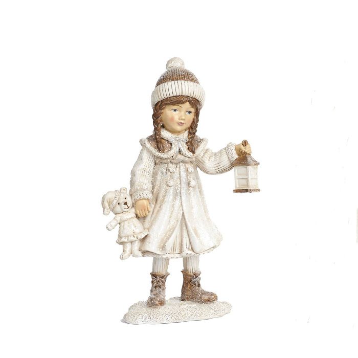 Petite-fille avec sa lanterne et son ours