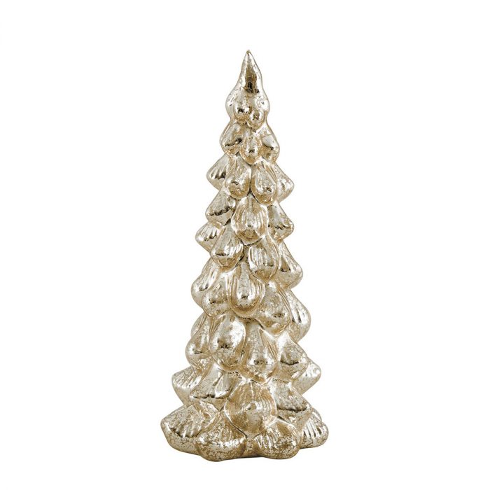 Sapin lumineux en verre mercurisé doré - Grand modèle