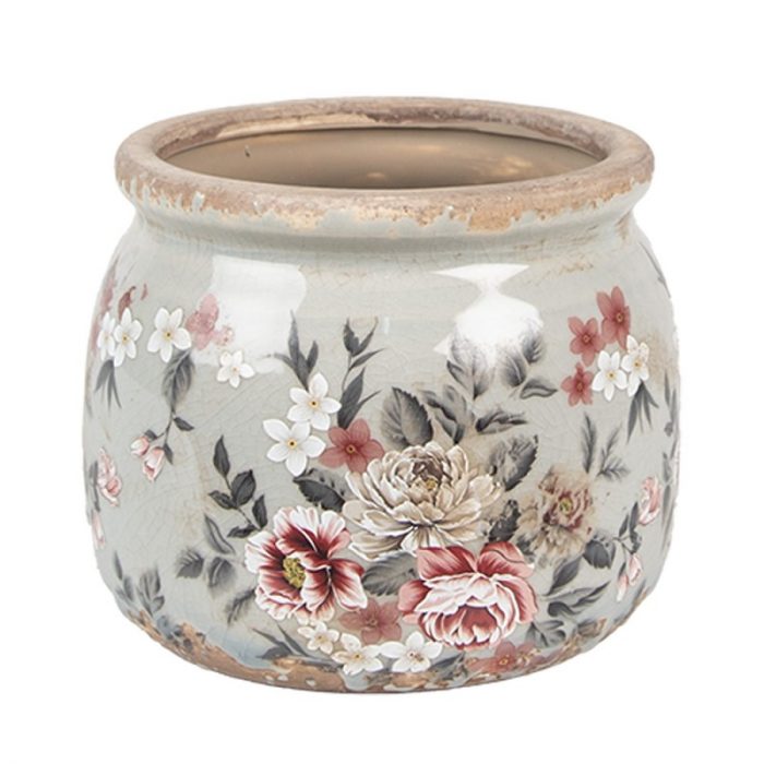 Pot de fleurs en céramique grise