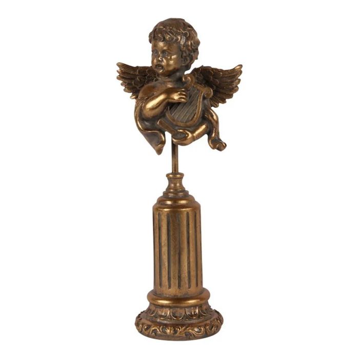 Ange sur socle avec sa harpe