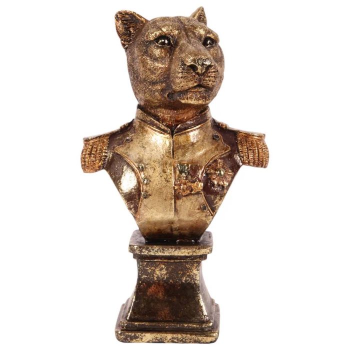 Buste léopard sur socle