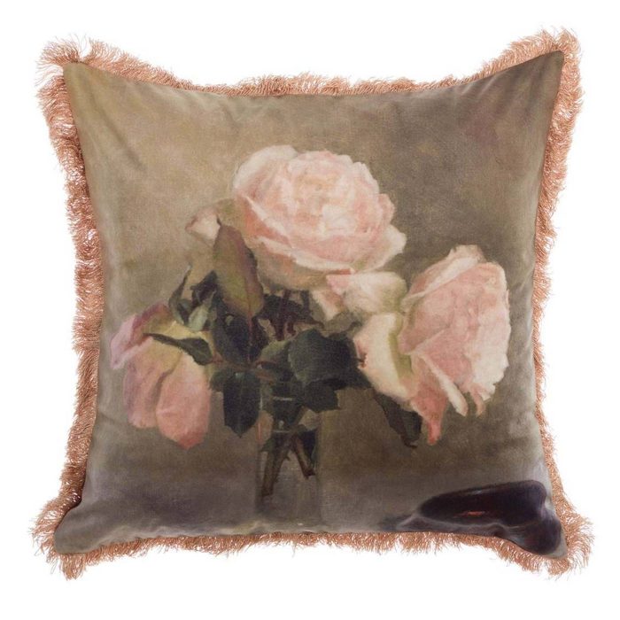 Coussin imprimé avec franges