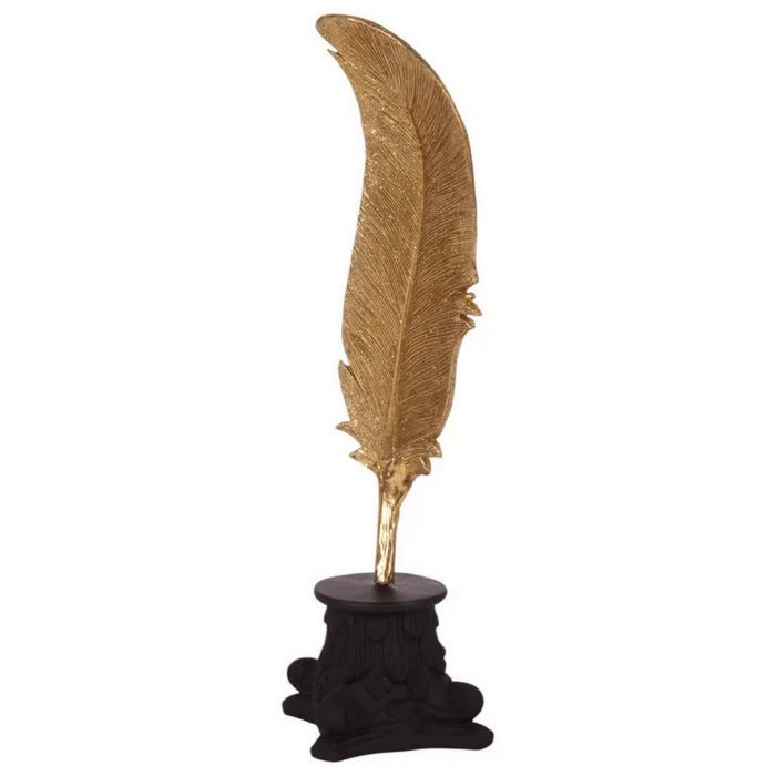 Plume dorée sur socle
