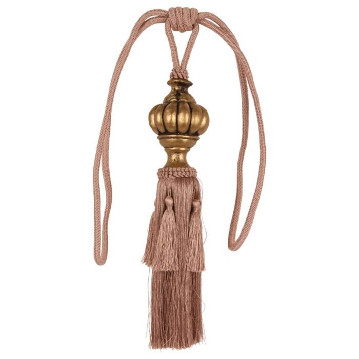 Embrase pompon rose avec boule dorée
