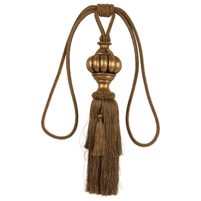 Embrase pompon vert avec boule dorée