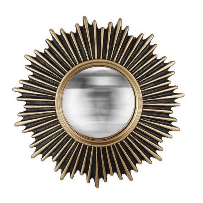 Miroir soleil convexe noir et doré