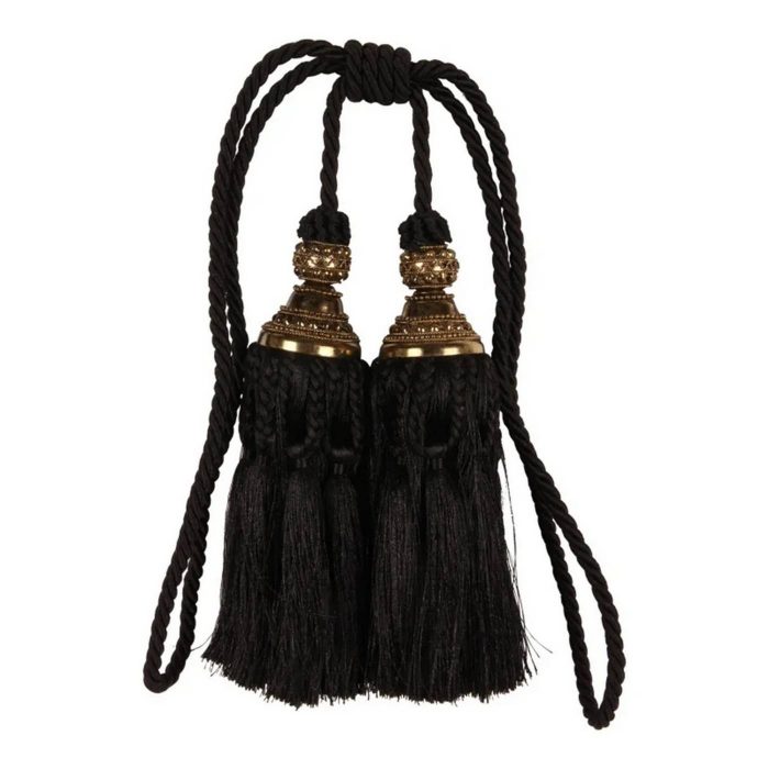 Embrase double pompons noirs