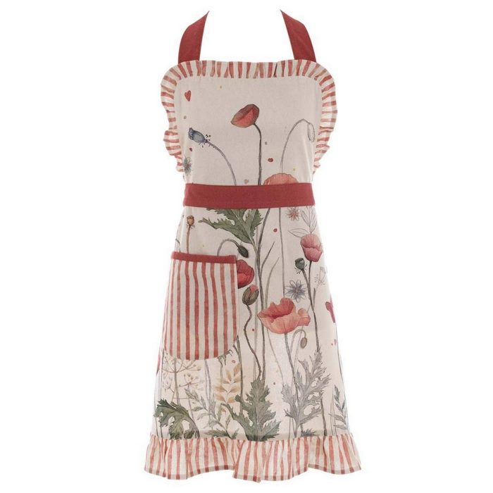 Tablier en coton avec des coquelicots