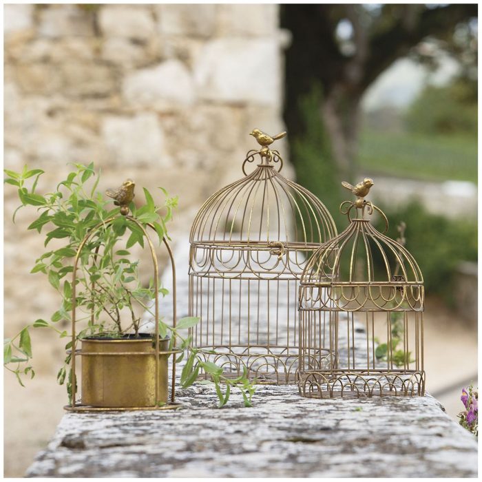 Cache-pot Cage à oiseau en métal doré - Grand modèle – Image 2