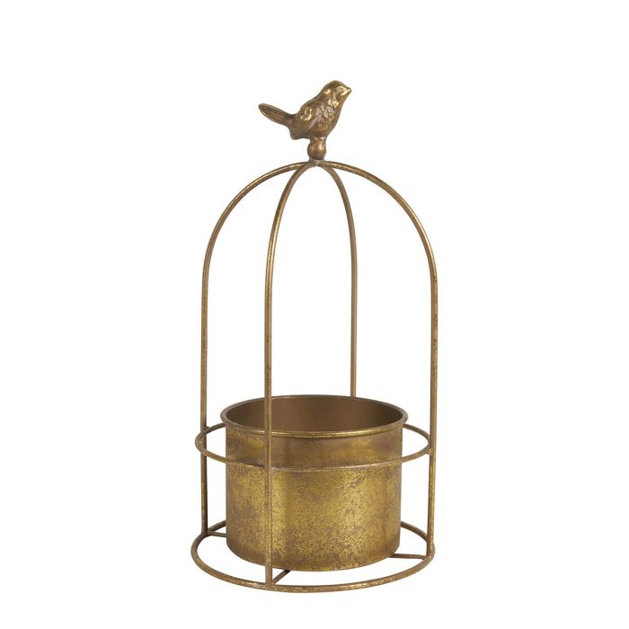 Cache-pot Cage à oiseau en métal doré - Petit modèle
