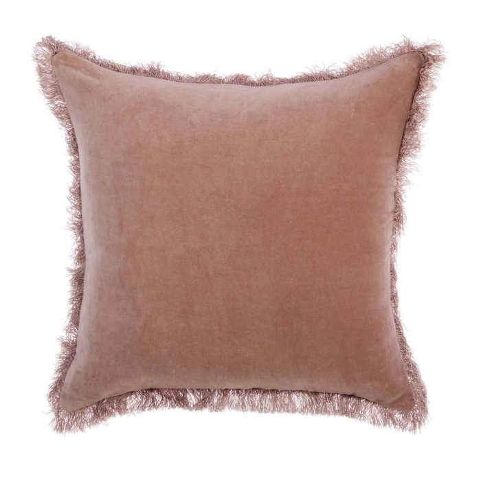 Coussin en velours avec franges