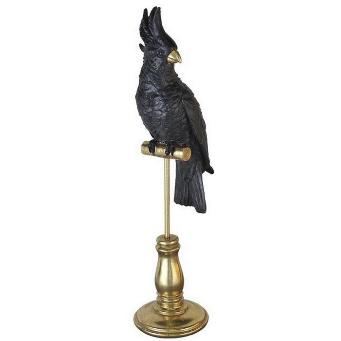 Perroquet noir sur socle doré