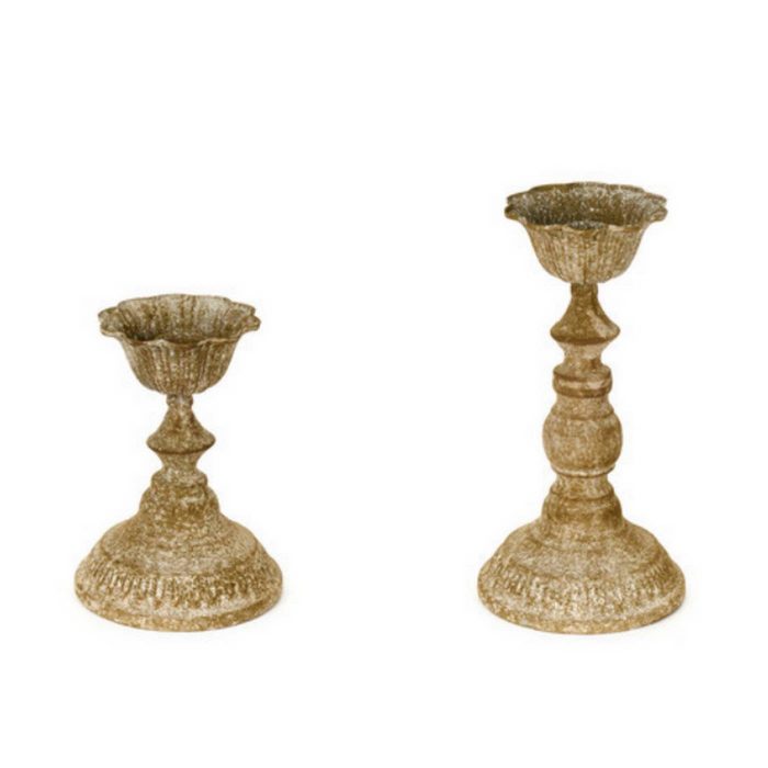 Set de deux bougeoirs en métal