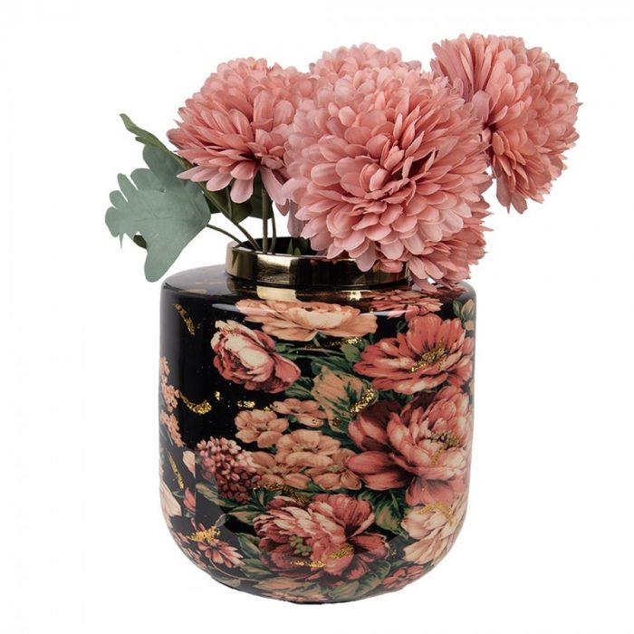 Vase en métal noir avec fleurs – Image 3