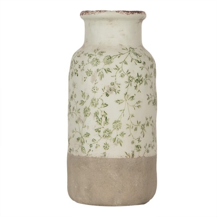 Vase en céramique fleurs vertes