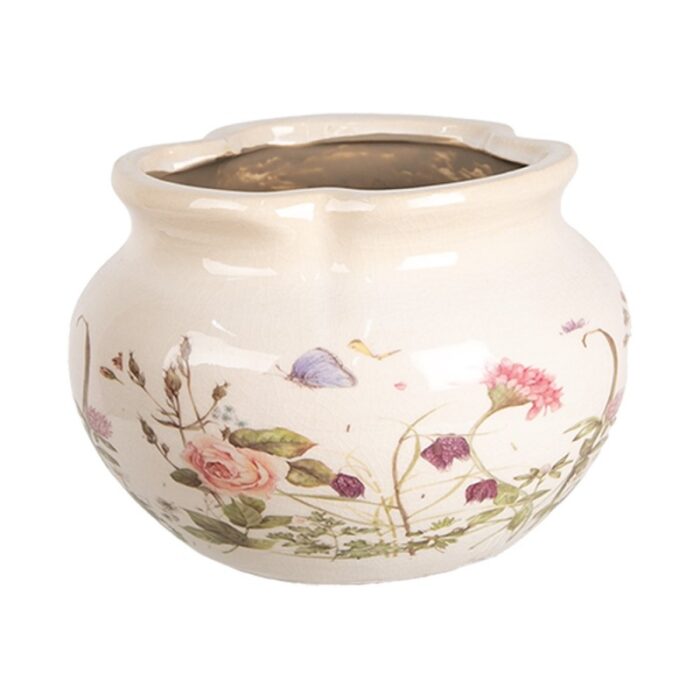 Pot de fleurs rond et imprimé