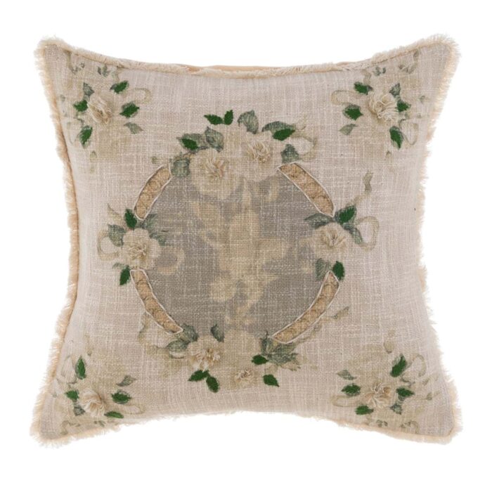 Coussin imprimé et brodé