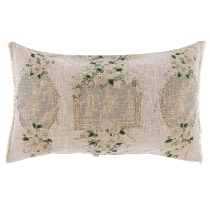 Coussin rectangulaire imprimé et brodé