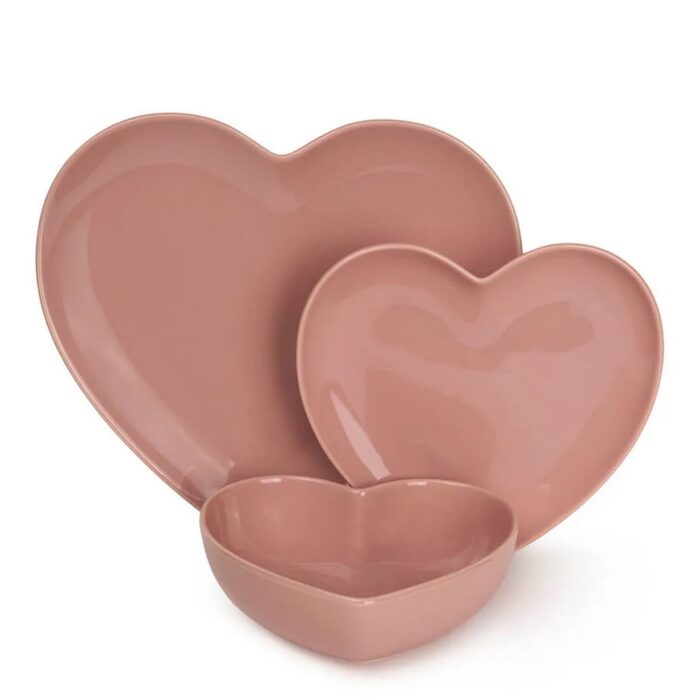 Assiette creuse coeur rose