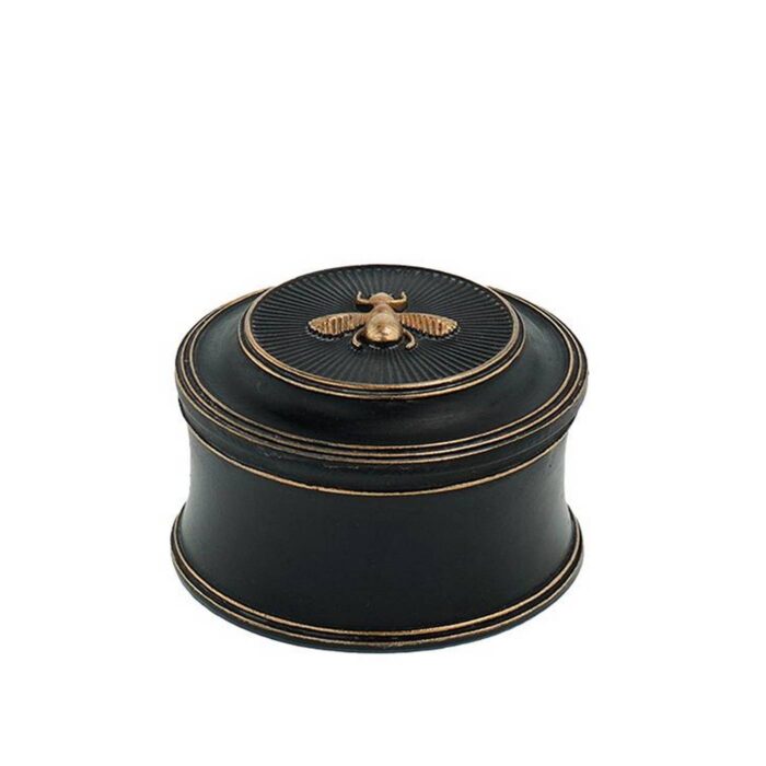 Petite boîte noire dorée avec abeille