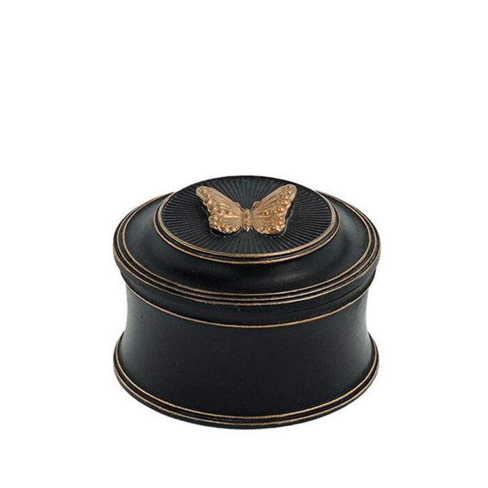Petite boîte noire dorée avec papillon