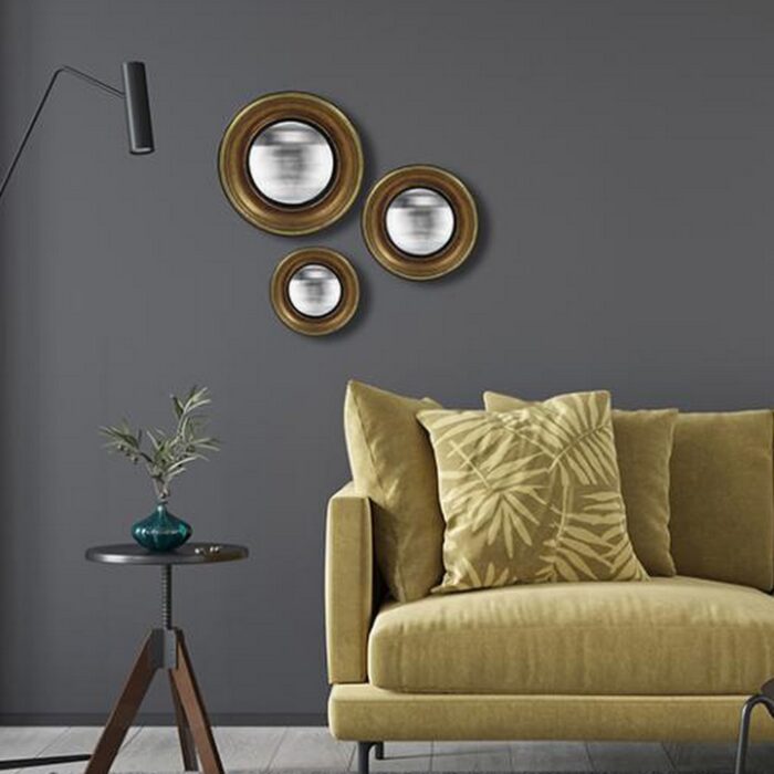 Lot de 3 miroirs convexes dorés – Image 2