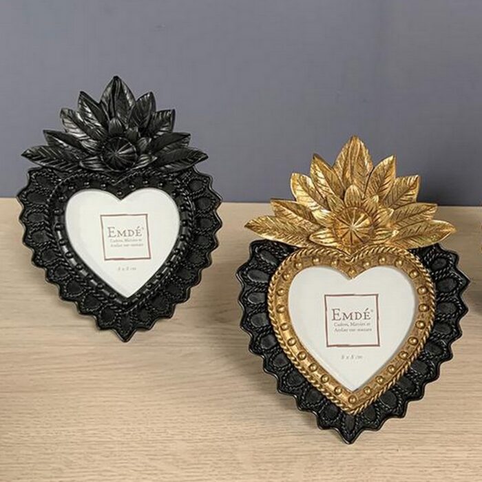 Cadre photo coeur noir et doré – Image 2