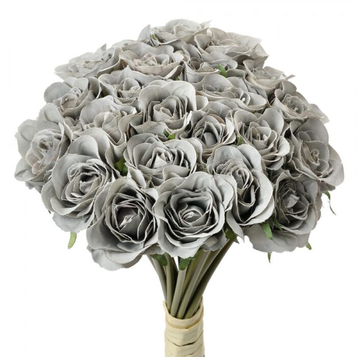 Bouquet artificiel de 24 roses grises – Image 2