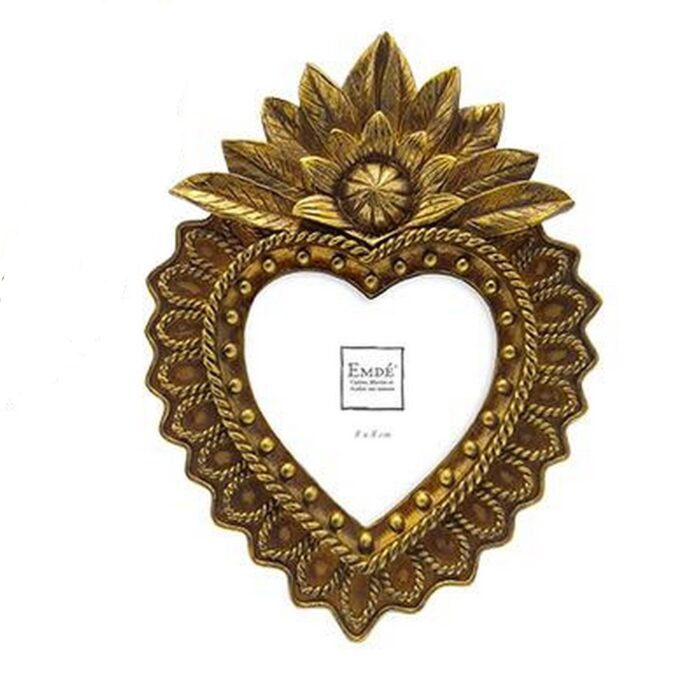Cadre photo coeur doré