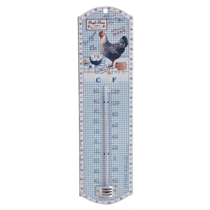 Thermomètre en métal galvanisé, motif "Oeufs Frais"